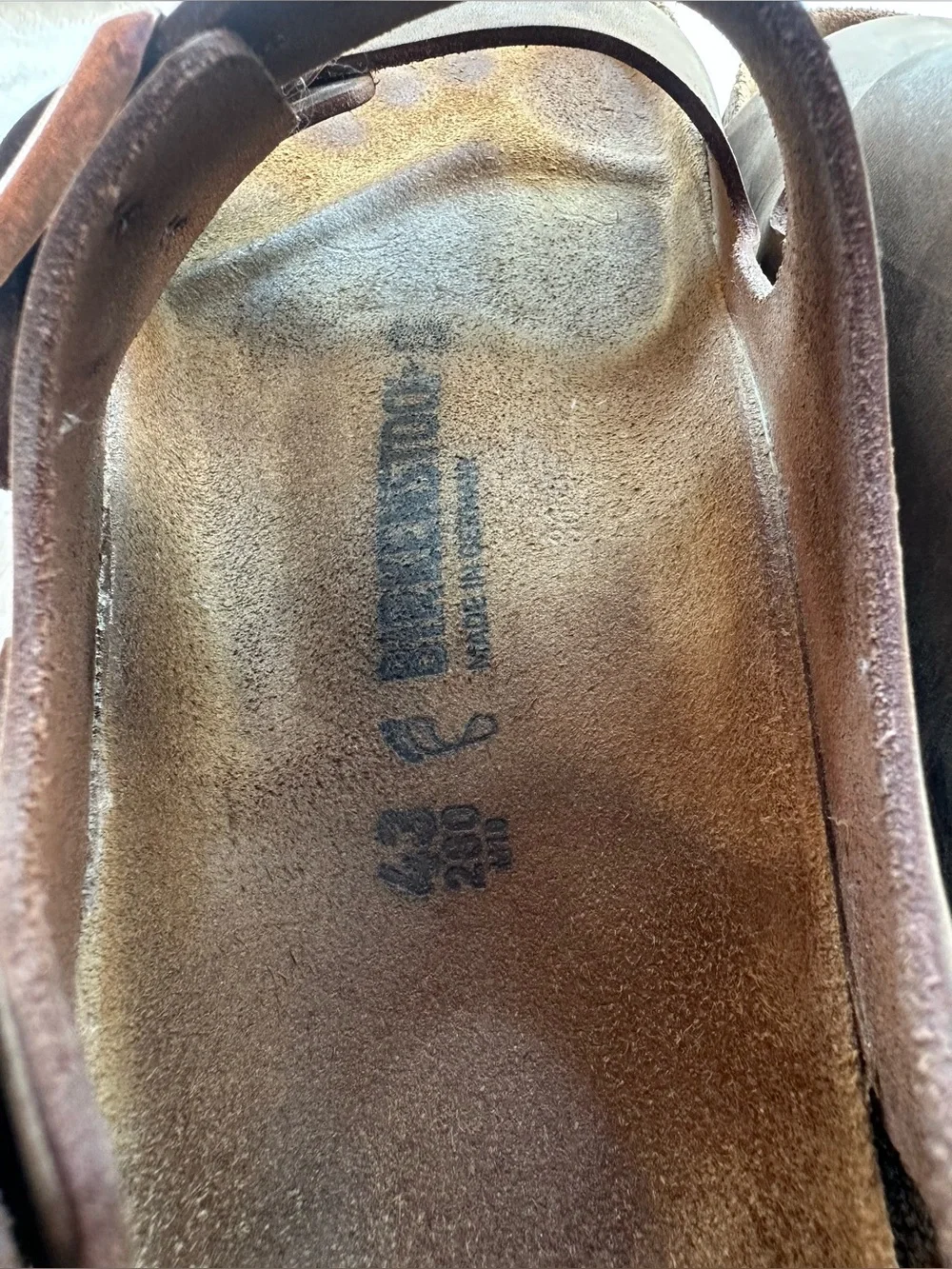 Birkenstock Men's Triple-Strap Brown Leather Sandals with Copper Buckles